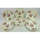 Set of six early 19th Century Derby plates hand painted with floral sprays and gilding (6)