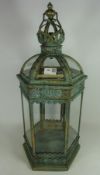 Bronze finish glass lantern, H61cm Condition Report <a href='//www.