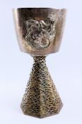 By John M Willmin for Aurum, a modern commemorative parcel-gilt silver goblet London 1993 no.