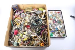 Costume beads and jewellery oddments in a large and small box Condition Report