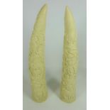 Pair of resin models moulded as ivory Tusks (2) Condition Report <a href='//www.