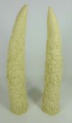 Pair of resin models moulded as ivory Tusks (2) Condition Report <a href='//www.