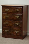 Edwardian walnut four drawer pedestal chest, W71cm, H99cm,