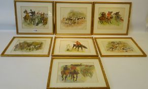 Set of seven Hunting chromolithographs,