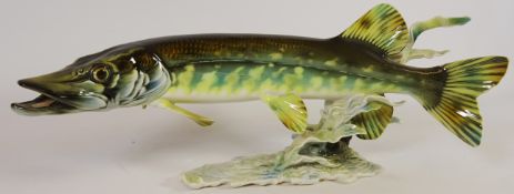 Rosenthal porcelain model of a swimming Pike, with certificate,