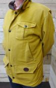 Gents Barbour mustard moleskin jacket with leather collar and quilted lining,