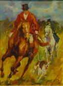 Hunting Scene, oil on canvas, indistinctly signed,