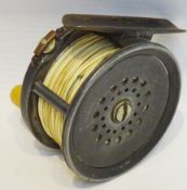 Small alloy wide body 2in Trout reel with ivorine handle,
