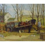 R R Berry (British 20th century): Farmyard at Twiston near Pendle, oil on canvas signed,