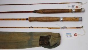 Hardys Palakona 'The J J H Triumph' 9ft two piece split cane trout rod in MOB and a similar rod, No.