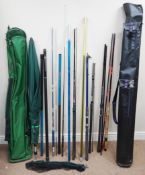 Assorted coarse fishing rods tubes,