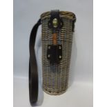 Wicker insulated bottle carrier with carry strap & opener in pocket,