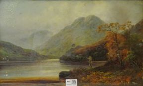 Wild Fowl shooting in a Scottish landscape, oil on board, signed W J Crampton,