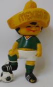 Football - 'Juanito' Mexico 1970 World Cup mascot figure H15cm and a German 1970 squad souvenir
