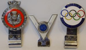 Olympics - Enamel & chrome British Olympic Association car badge by Pinches London,