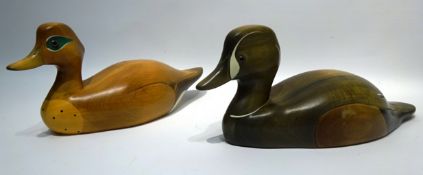 Pair of Canadian Hummel Decoy Ducks, carved and painted as 'Harlequin & Teal,