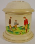 Golf - W&R Carlton Ware tobacco jar decorated with golfers and motto 'Far and Sure' with inner