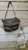Barbour traditional waxed cotton fishing bag with label to flap pocket,