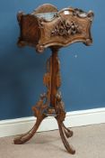 Late 19th century French carved beech plant stand, trailing foliage base with splayed legs,