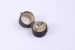 Victorian mourning ring set with turquoise,