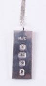 Hallmarked silver ingot pendant necklace Condition Report <a href='//www.
