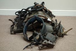 Collection of leather shire horse and other leather tack including harness saddle,