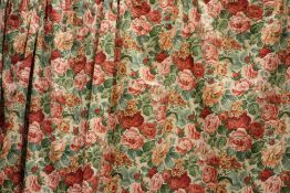 Pair 'Hibiscus Rose' lined curtains, W274cm,