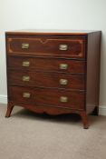 Early 19th century mahogany and satinwood banded secretaire chest,