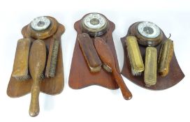 Three hall barometers with brush sets (3)