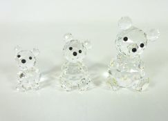 Set of three graduating Swarovski crystal bears (3) Condition Report <a
