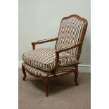 French style walnut framed armchair upholstered in striped fabric Condition Report