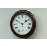 Early 20th century circular mahogany case wall clock,