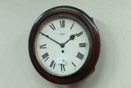 Early 20th century circular mahogany case wall clock,