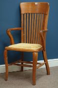 Early 20th century high back golden oak desk chair by Binningtons of Doncaster Condition