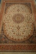 Persian Keshan design beige ground rug/wall hanging,