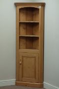 Pine corner cabinet, single panelled cupboard, W68cm,