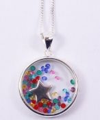 Multi- coloured star pendant necklace stamped 925 Condition Report <a