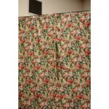 Two pairs lined curtains, valance and cushion cover,