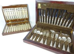 Arthur Price silver plated Kings pattern cutlery and a set of Walker & Hall fish eaters,