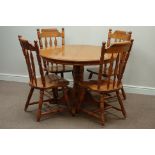 Circular oak extending dining table with additional leaf (H75cm, D107cm - L137cm (with leaf)),