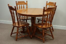 Circular oak extending dining table with additional leaf (H75cm, D107cm - L137cm (with leaf)),