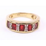 Burmese ruby and diamond silver gilt ring stamped 925 Condition Report <a