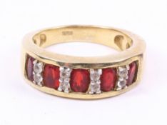 Burmese ruby and diamond silver gilt ring stamped 925 Condition Report <a