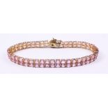 Pink Sapphire and diamond gold-plated silver bracelet stamped 925 Condition Report