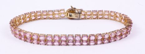 Pink Sapphire and diamond gold-plated silver bracelet stamped 925 Condition Report