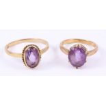 Two amethyst set gold rings hallmarked 9ct Condition Report <a href='//www.