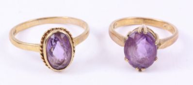 Two amethyst set gold rings hallmarked 9ct Condition Report <a href='//www.