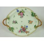 First Period Worcester dessert dish painted in polychrome enamels with 'Deutsche Blumen',