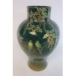 Early 20th Century Royal Doulton 'Titanian' glaze vase decorated with Parakeets and gilded foliage