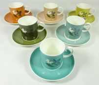 Set of six harlequin Wedgwood Susie Cooper coffee cups and saucers Condition Report